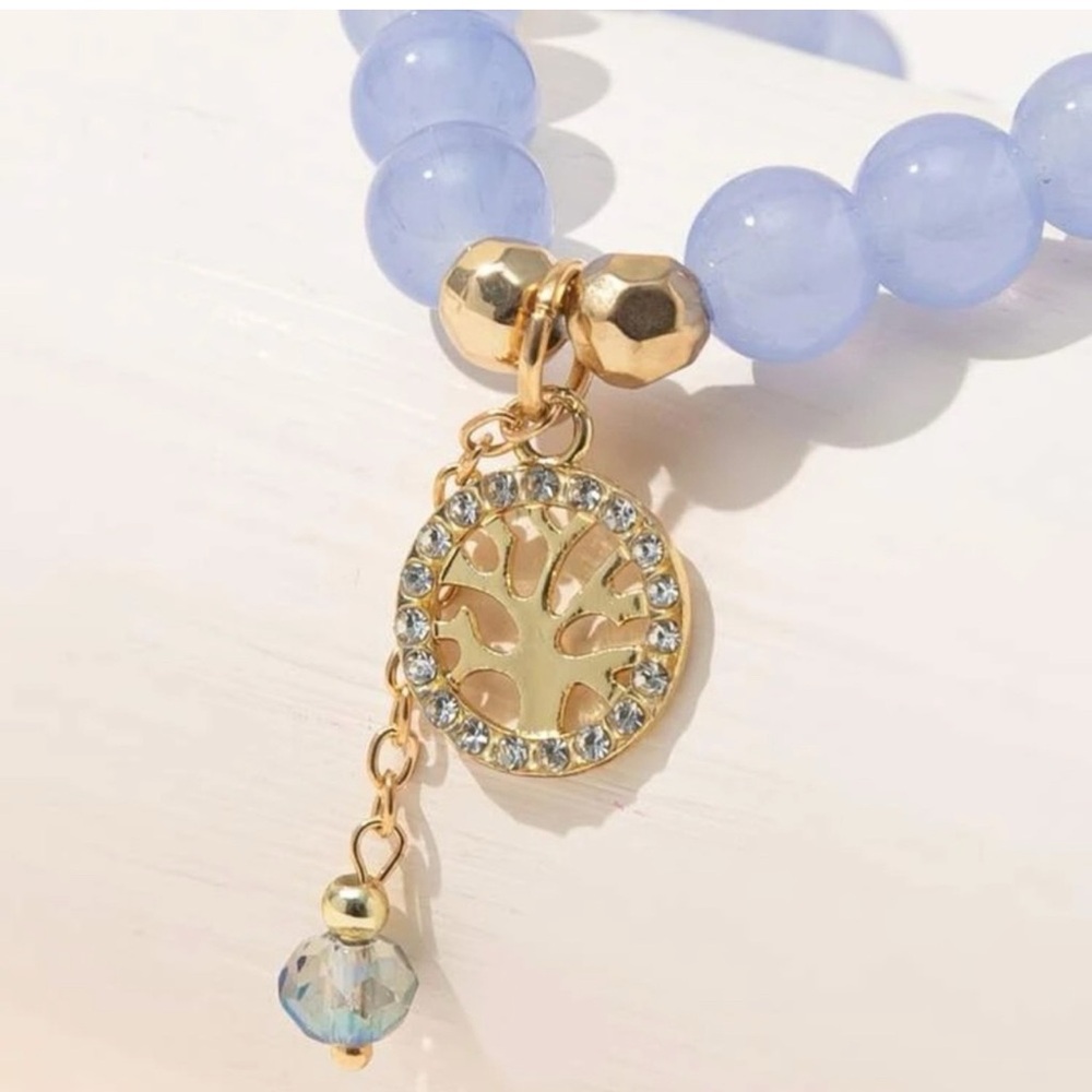 New Anthropologie Tree of Life Rhinestone Beaded Bracelet - Picture 2 of 3